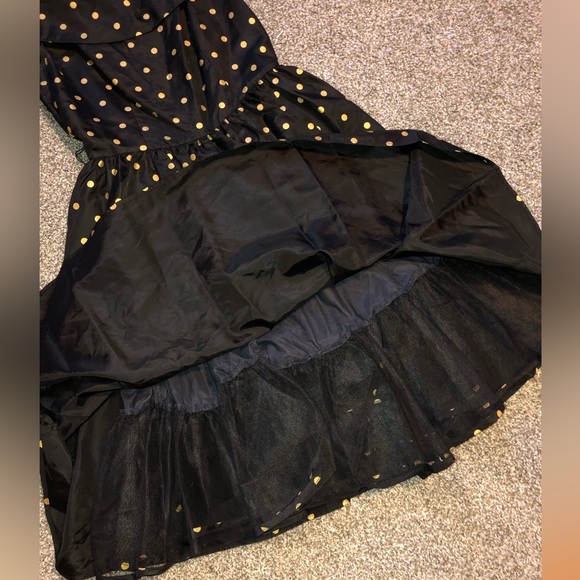 Vintage Black and Gold Polka Dot Dress - Picture 3 of 4